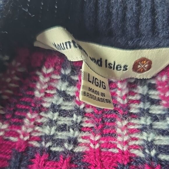 Mountain and Isles Pico Fair Isle Sweater Pink Blue Crew-neck Women's Large - Picture 3 of 8